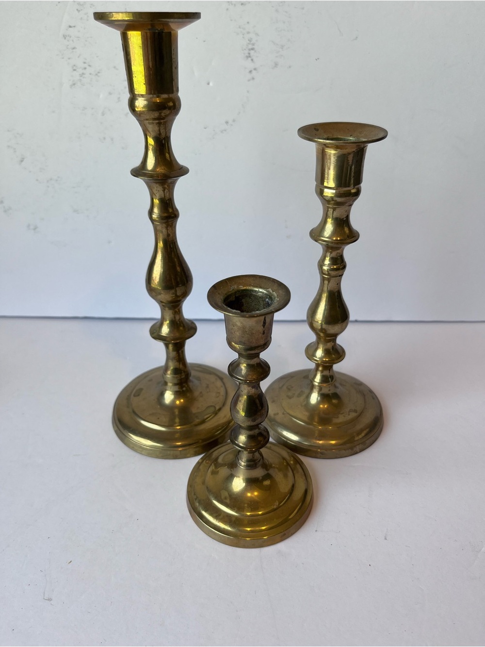 Vintage Brass Candlestick Holders Set of 3